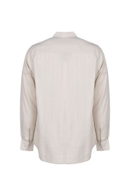 پیراهن آستین بلند یقه دار لینن