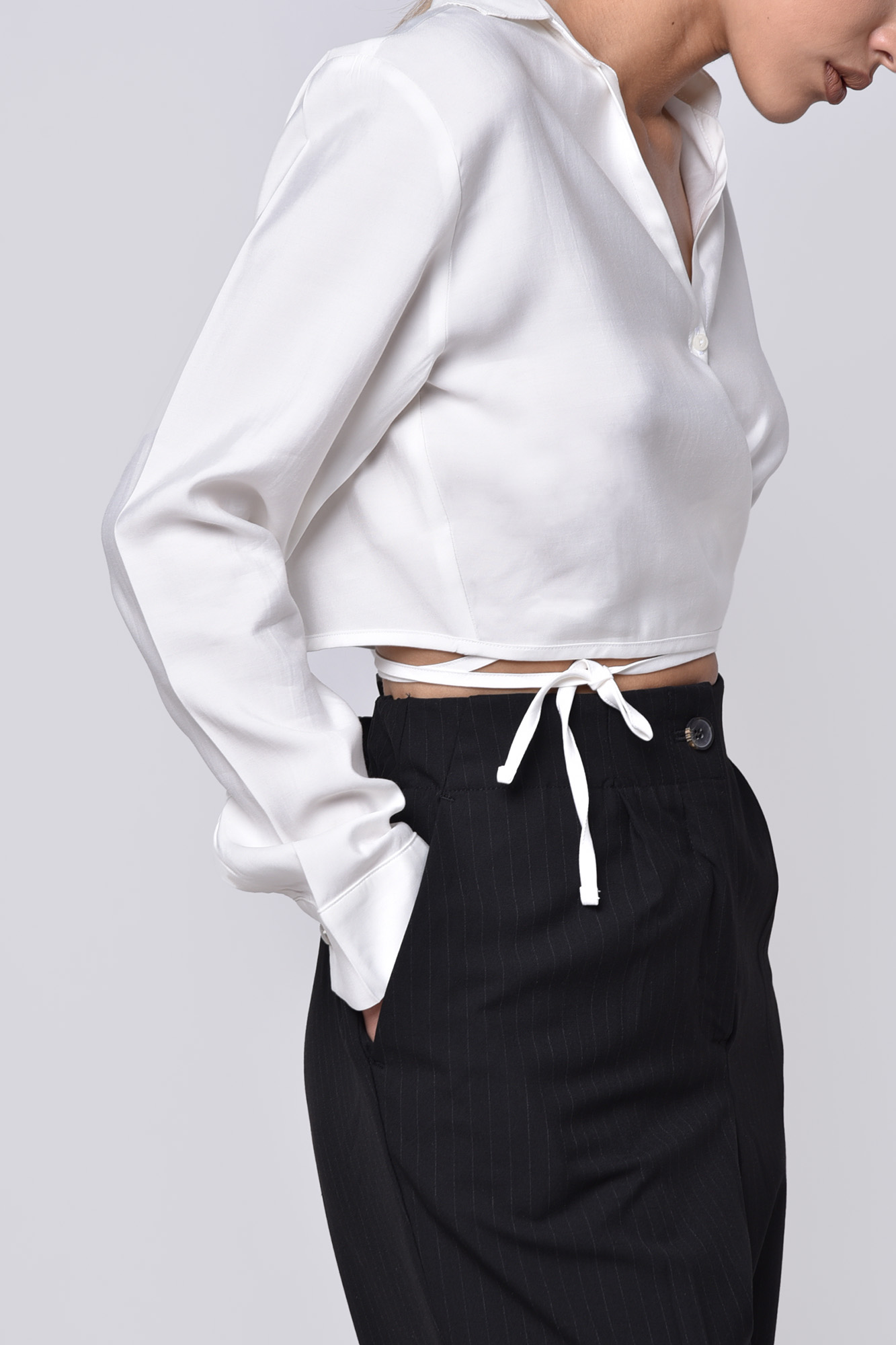 شومیز آستین بلند کراپ