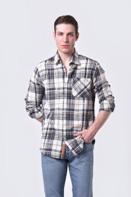 پیراهن آستین بلند چهارخانه رگولار فیت