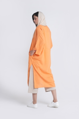 مانتو لینن یقه ایستاده