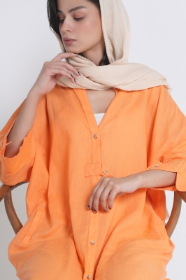 مانتو لینن یقه ایستاده