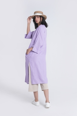 مانتو لینن یقه ایستاده