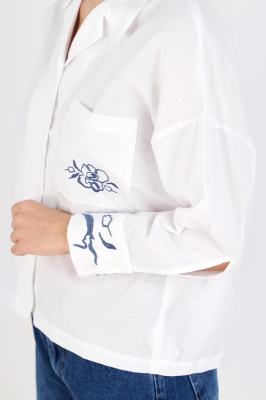 شومیز آستین بلند گلدوزی دار