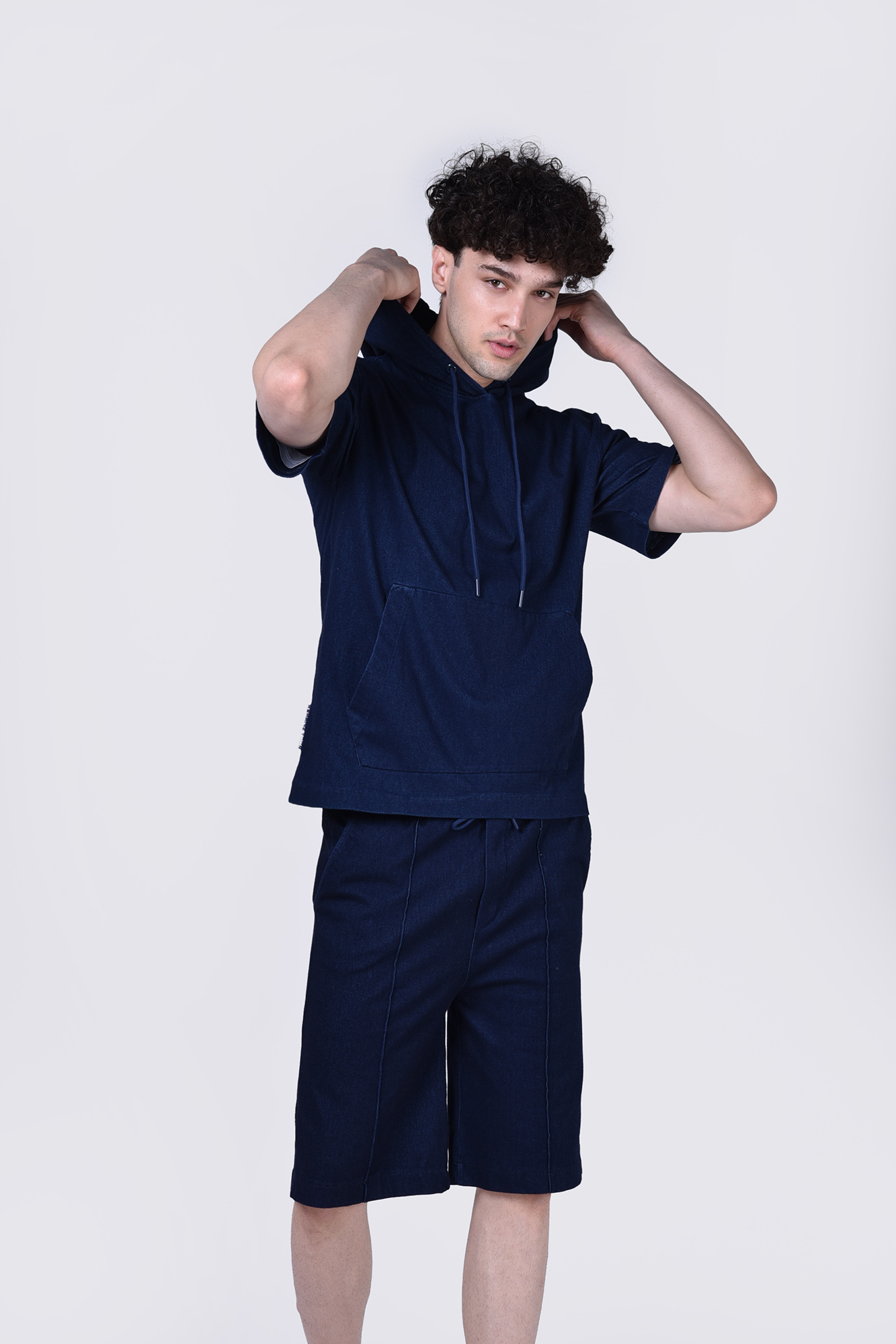 هودی آستین کوتاه جین پنبه