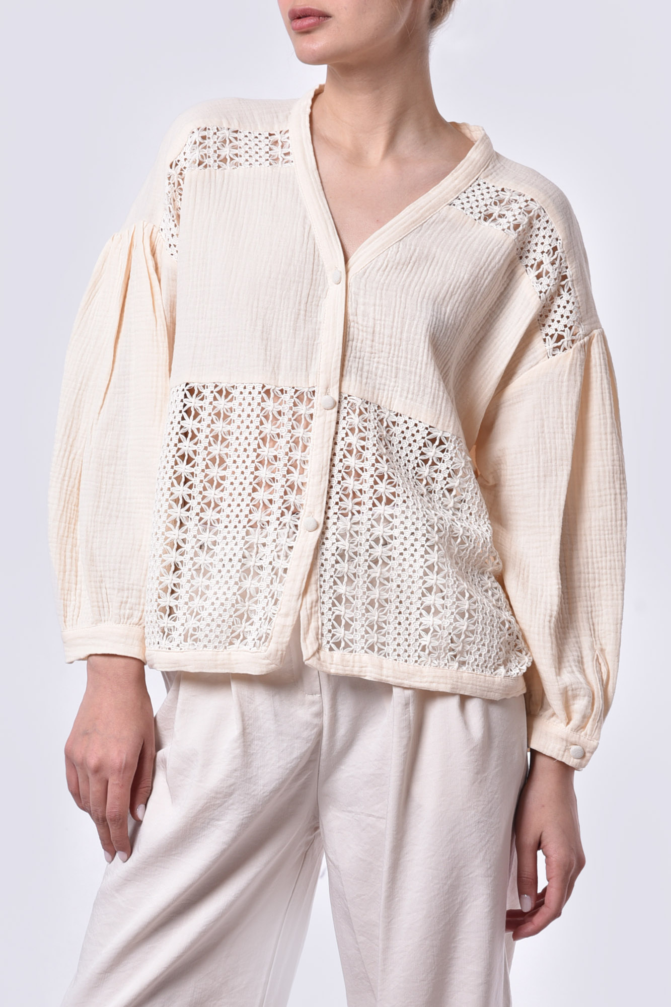 شومیز ترکیبی با گیپور