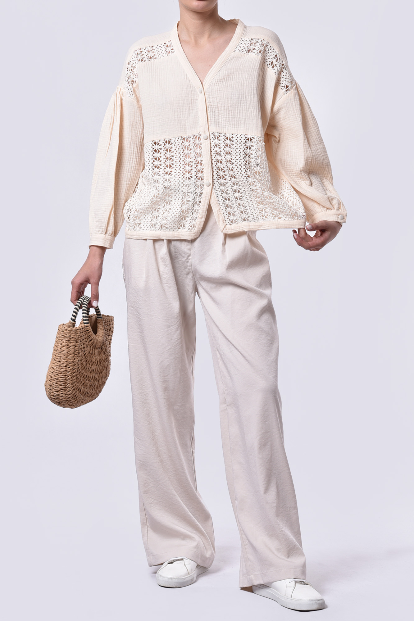 شومیز ترکیبی با گیپور