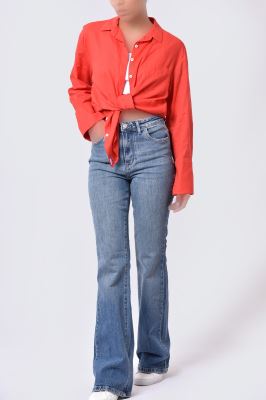 شومیز آستین بلند لینن بیسیک