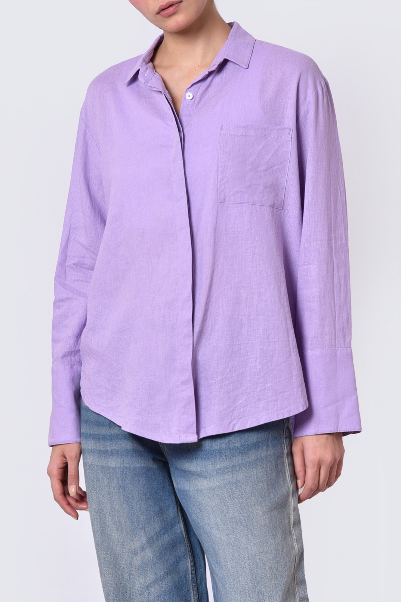 شومیز آستین بلند لینن بیسیک