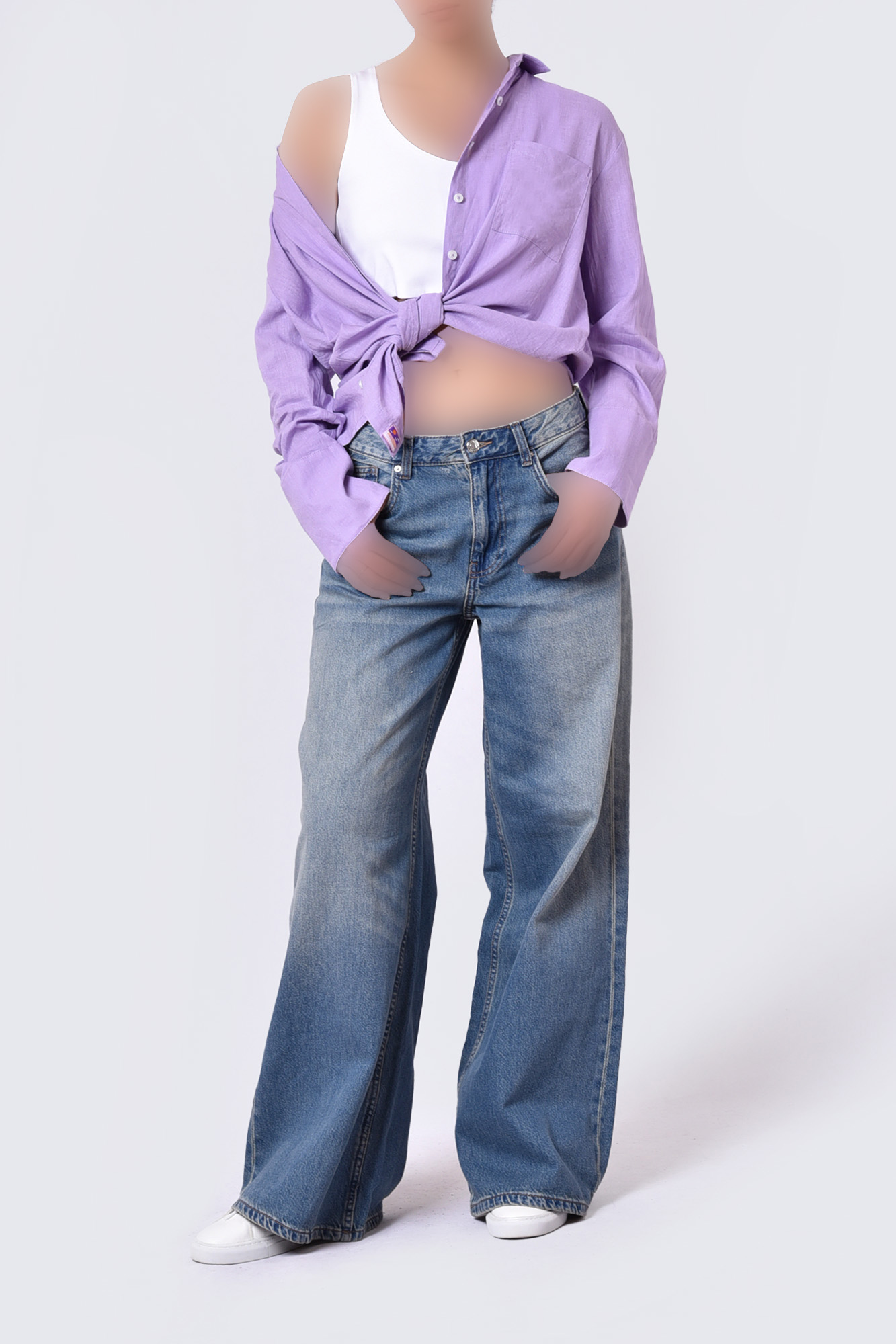 شومیز آستین بلند لینن بیسیک