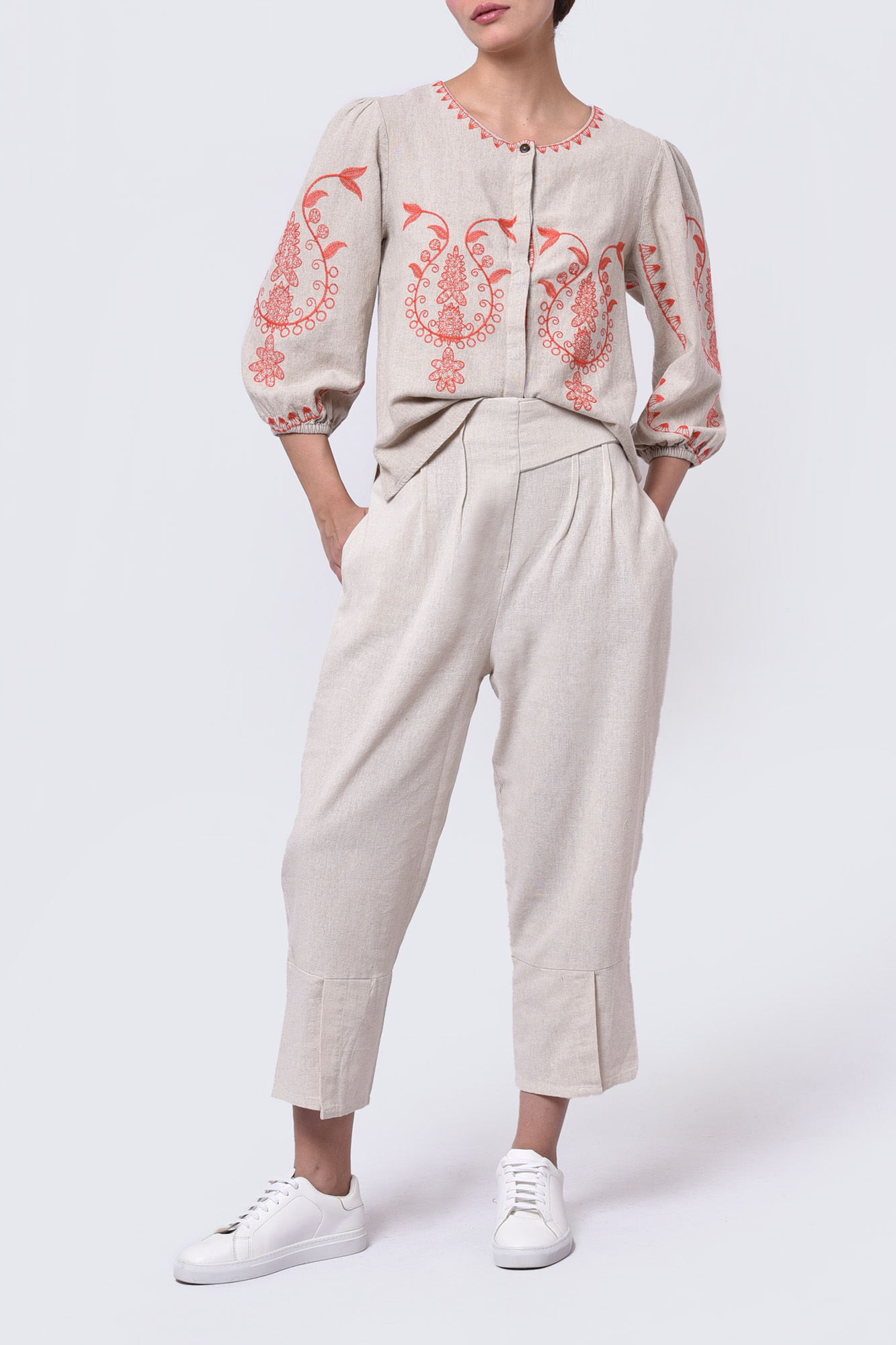 شومیز آستین بلند گلدوزی زنانه