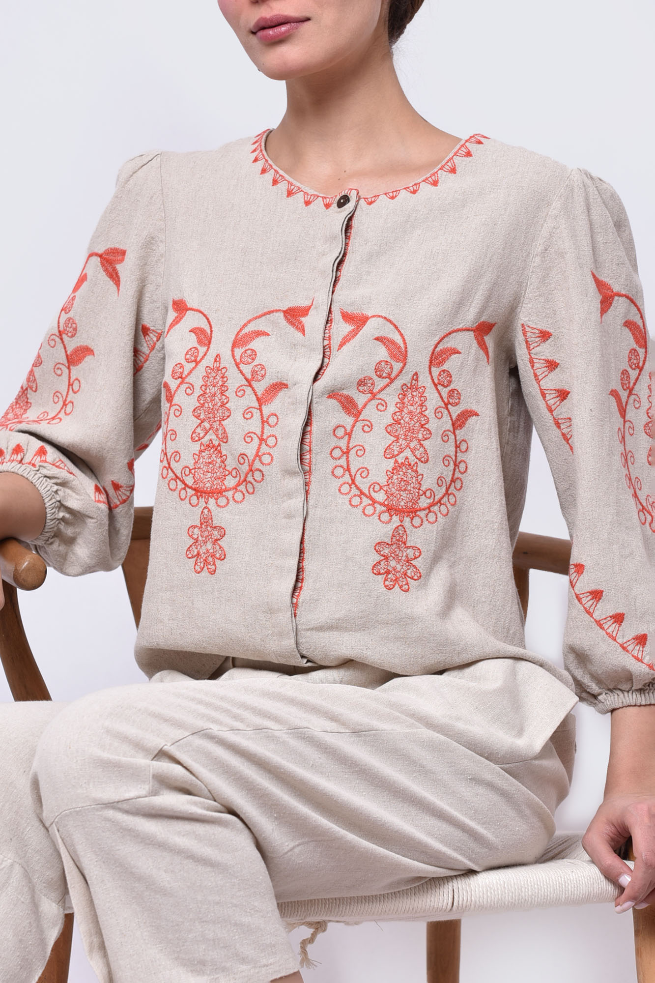 شومیز آستین بلند گلدوزی زنانه