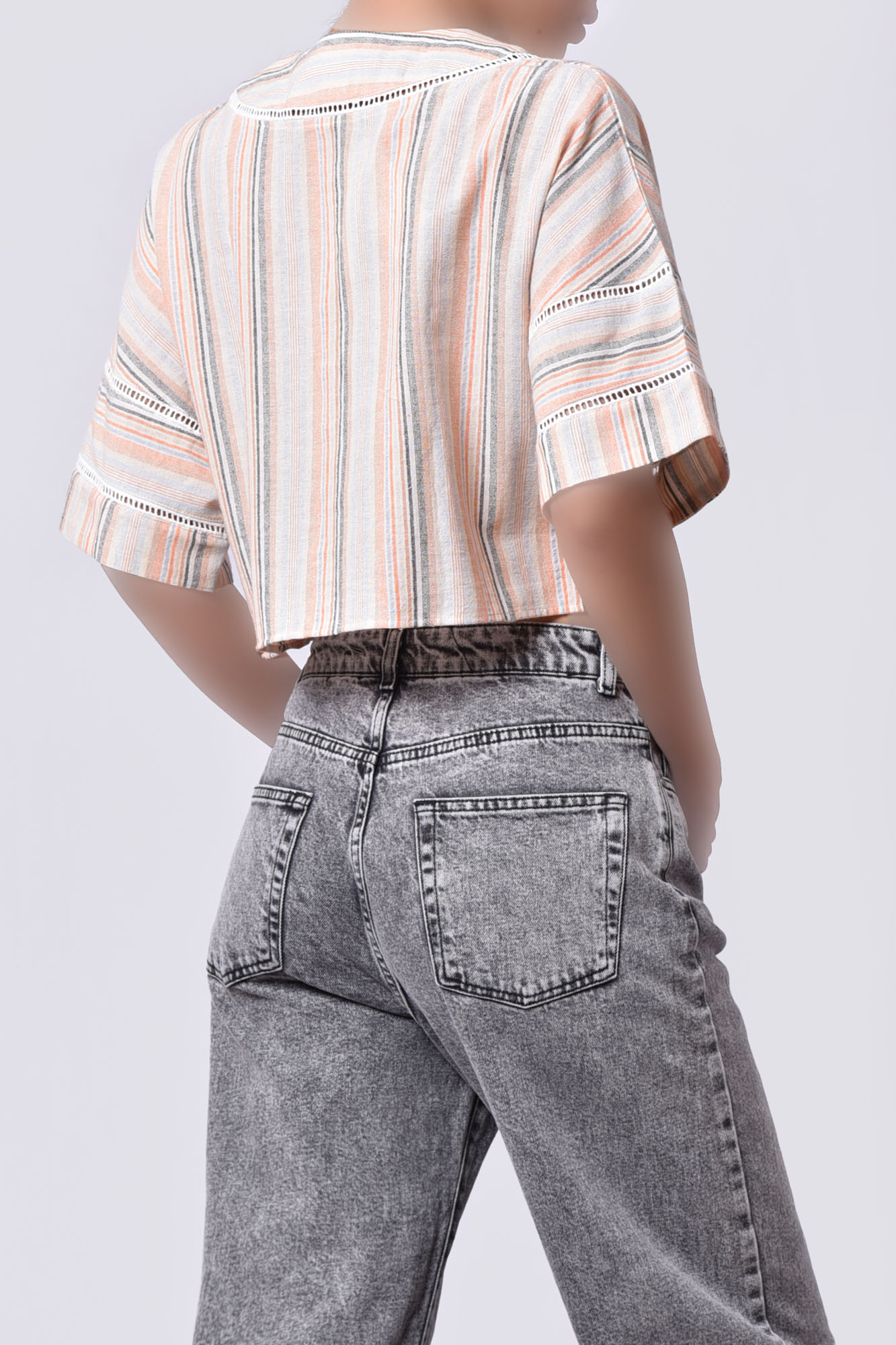 شومیز آستین کوتاه راه راه زنانه