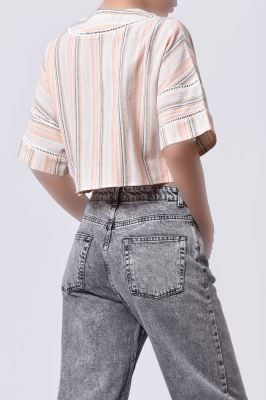 شومیز آستین کوتاه راه راه زنانه