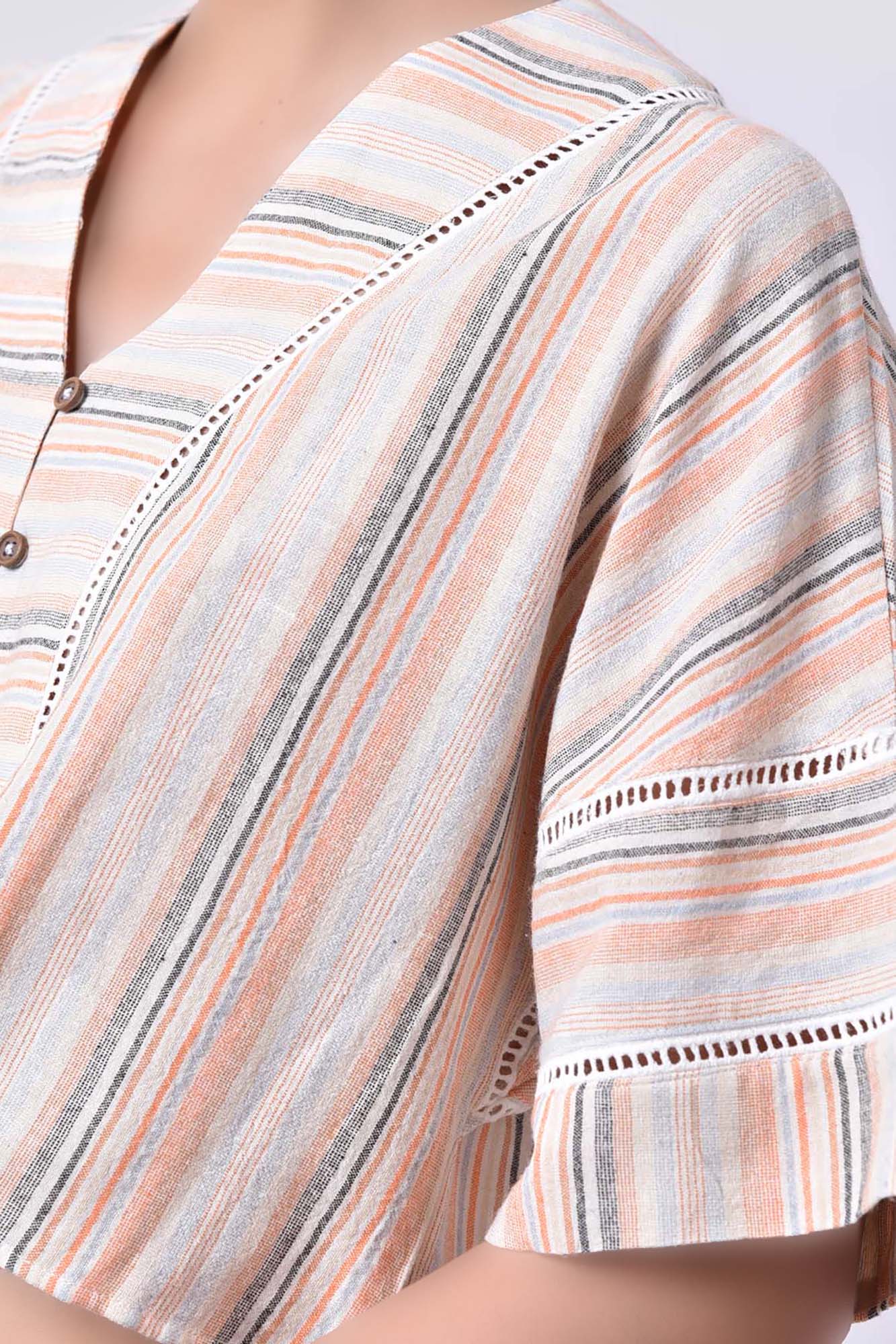 شومیز آستین کوتاه راه راه زنانه