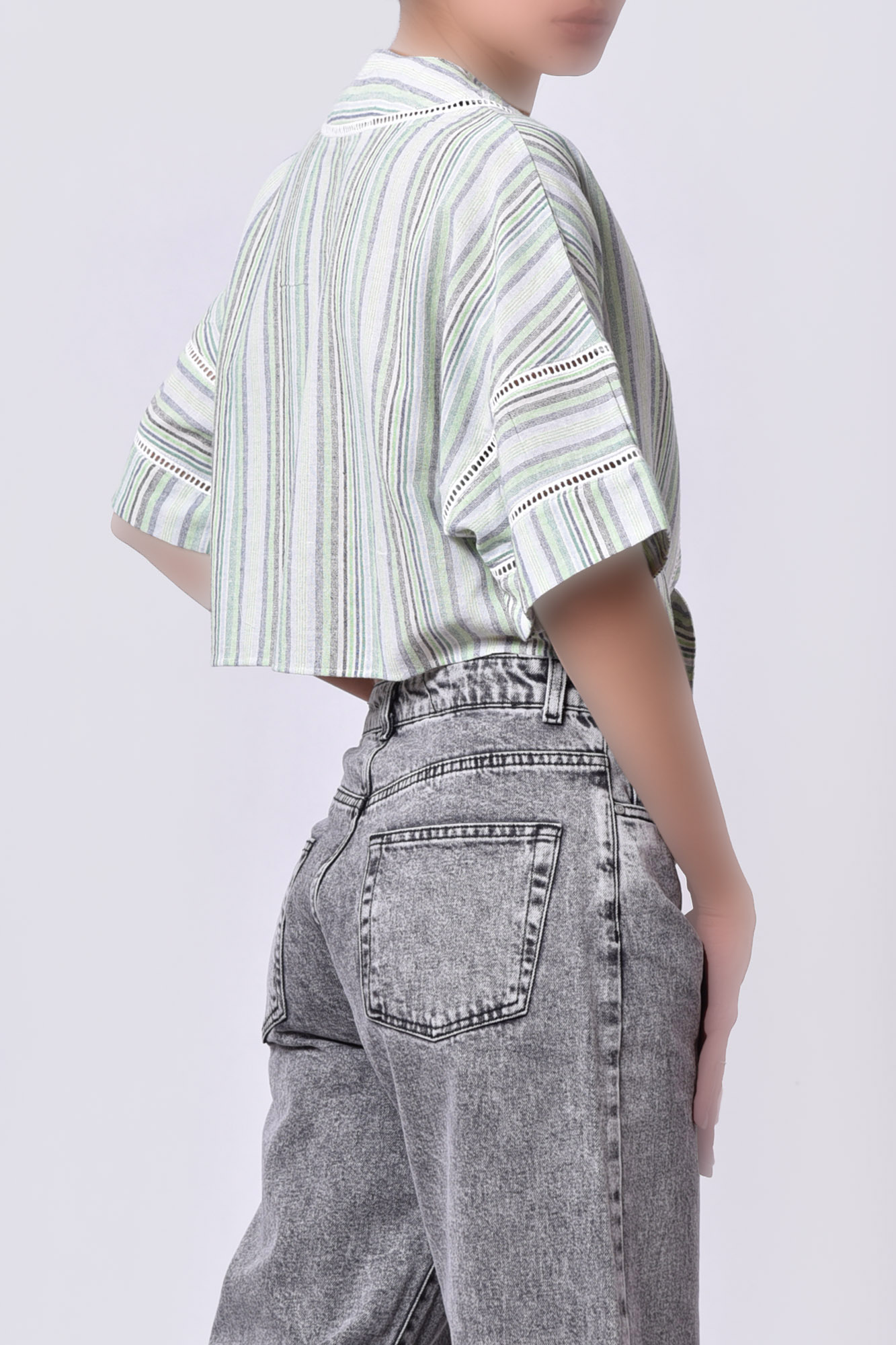 شومیز آستین کوتاه راه راه زنانه