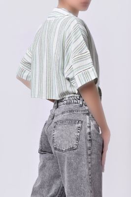 شومیز آستین کوتاه راه راه زنانه