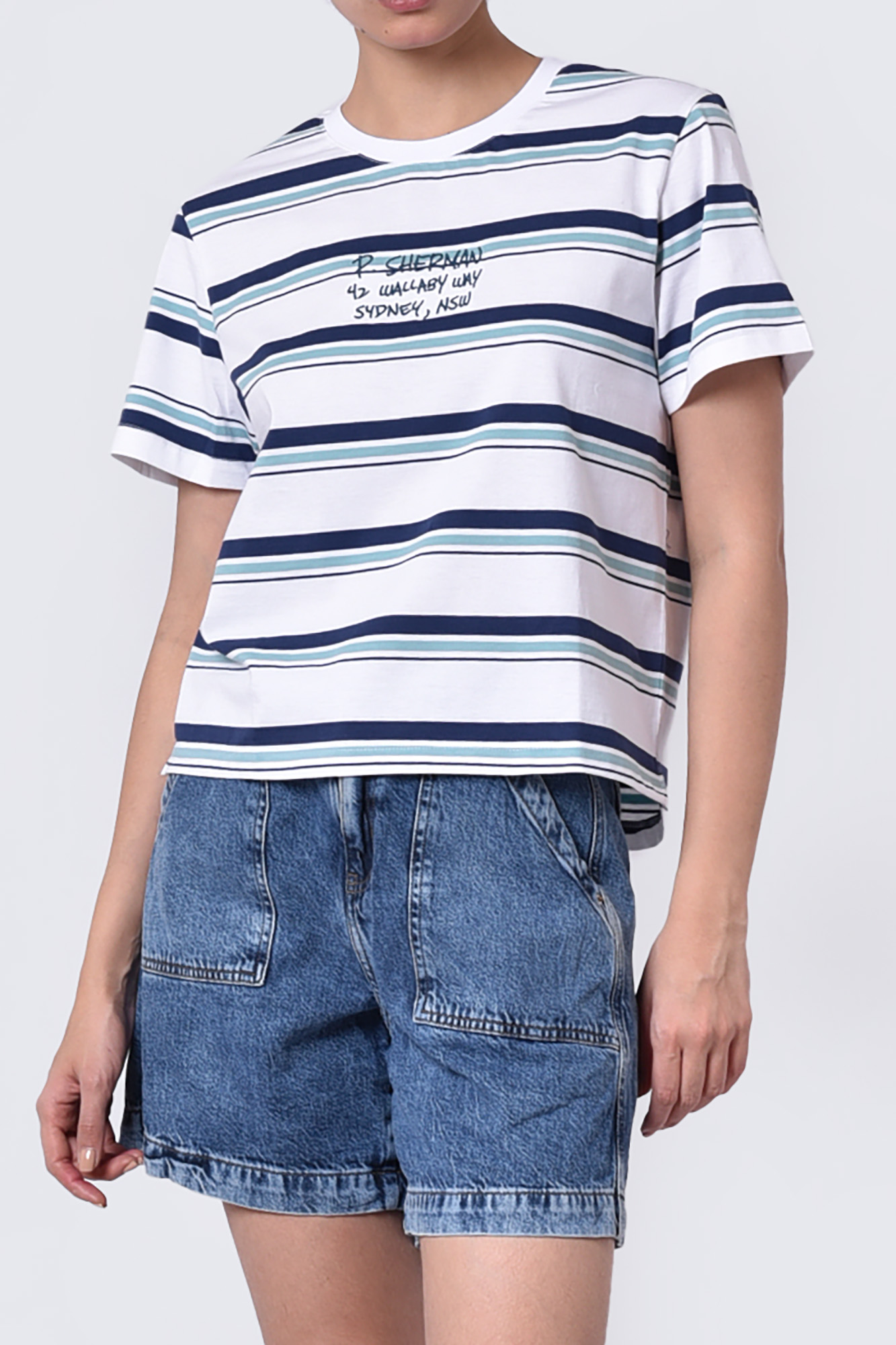 تیشرت آستین کوتاه راه راه زنانه