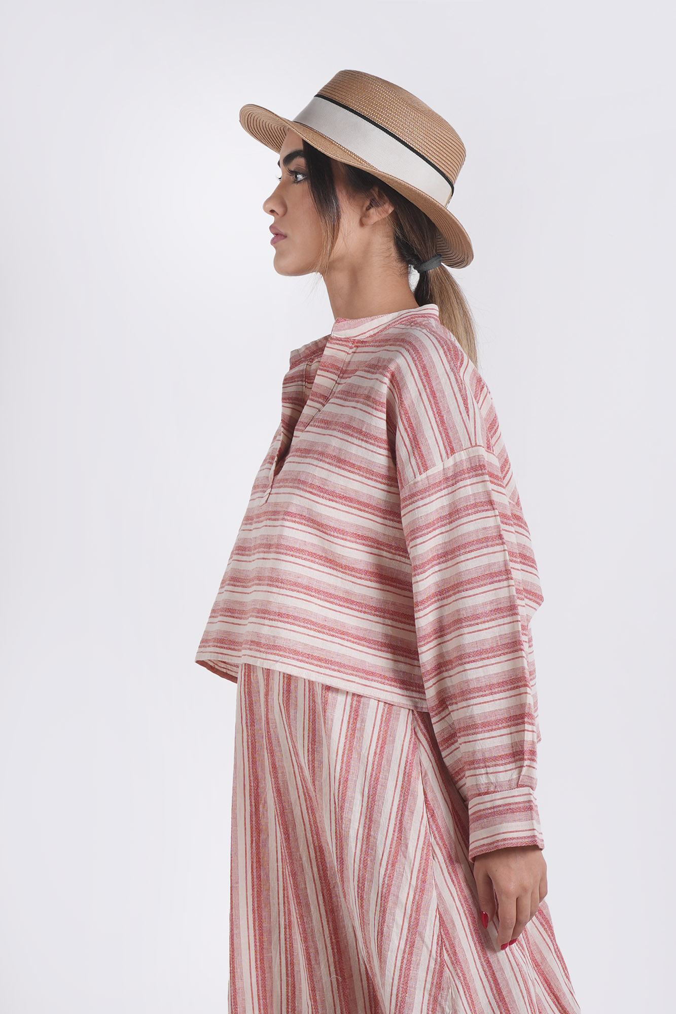 بلوز آستین بلند راه راه زنانه