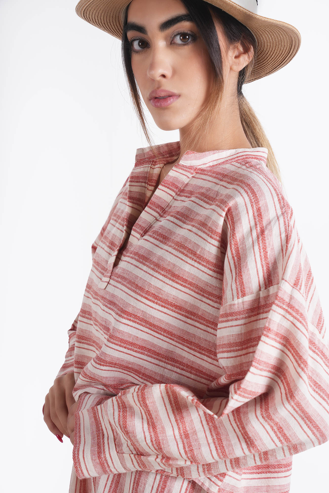 بلوز آستین بلند راه راه زنانه