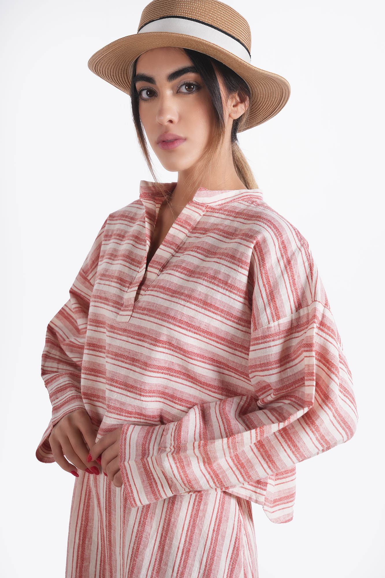 بلوز آستین بلند راه راه زنانه