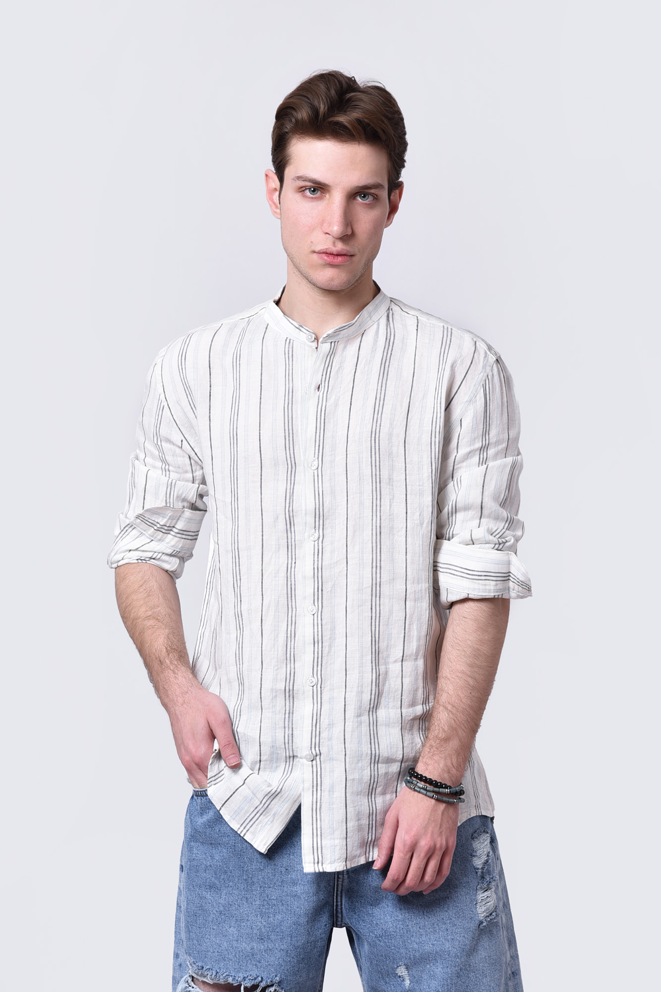 پیراهن آستین بلند راه راه مردانه