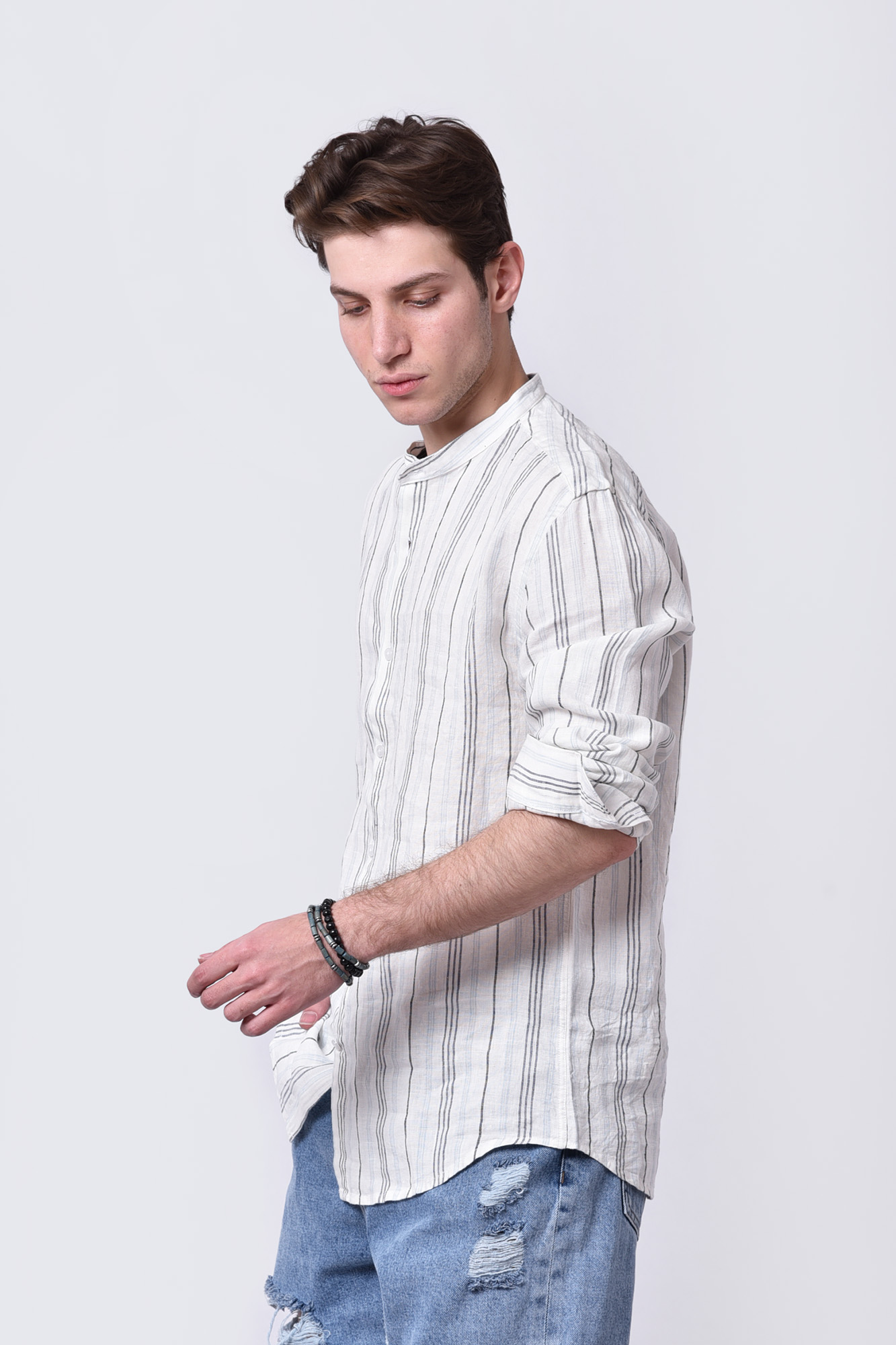 پیراهن آستین بلند راه راه مردانه