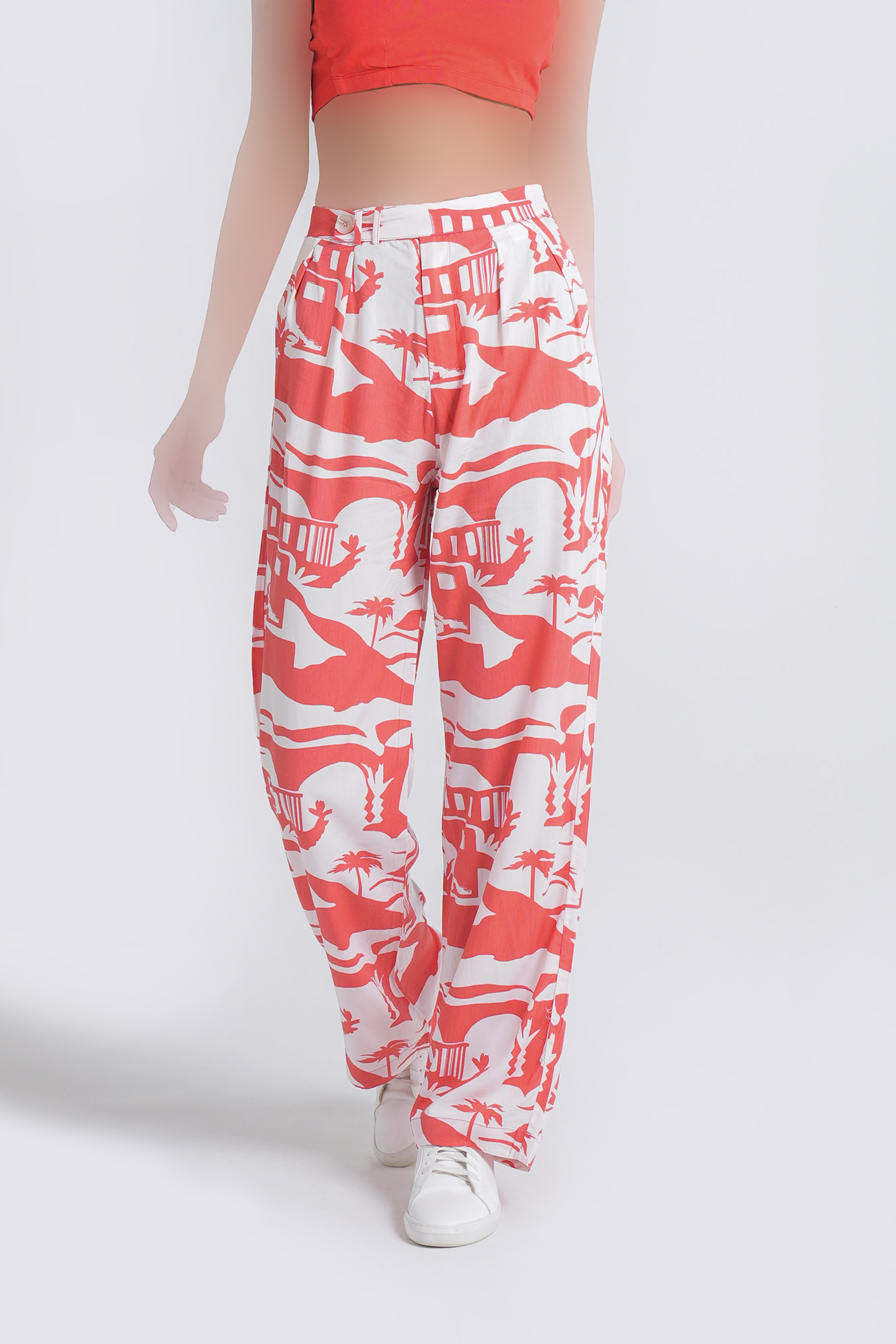 شلوار پارچه ای چاپی زنانه