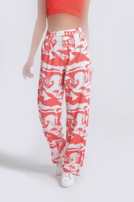 شلوار پارچه ای چاپی زنانه