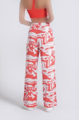 شلوار پارچه ای چاپی زنانه