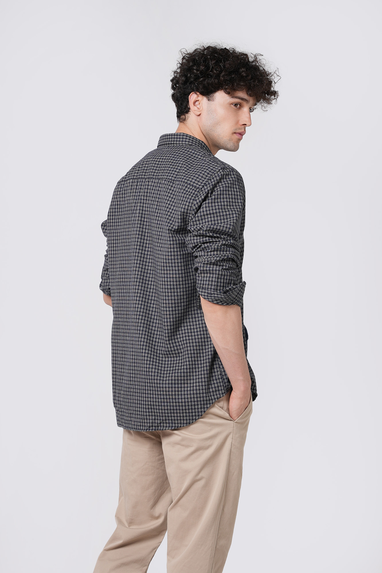 پیراهن آستین بلند چهارخانه مردانه