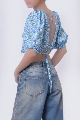 بلوز آستین کوتاه طرحدار زنانه