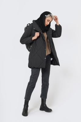 کاپشن بلند ساده زنانه