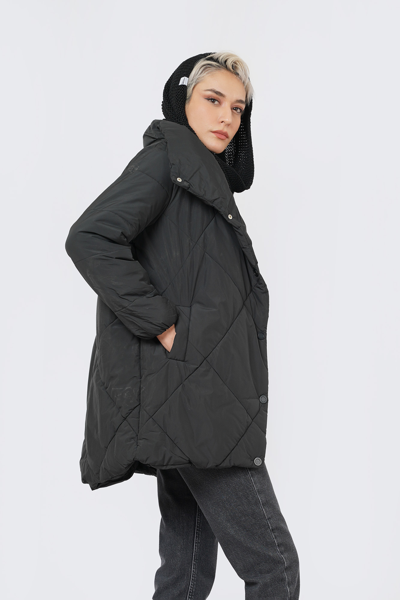 کاپشن بلند ساده زنانه