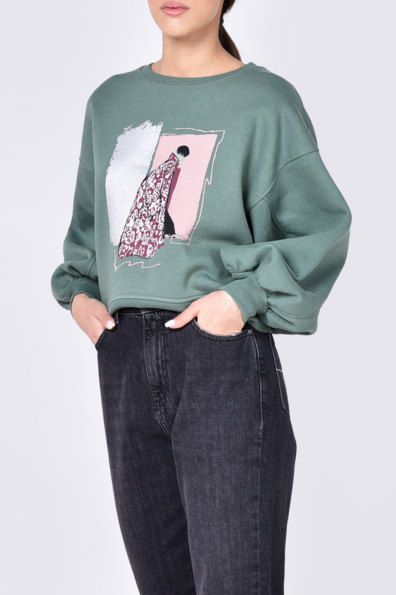 تیشرت آستین بلند چاپی زنانه