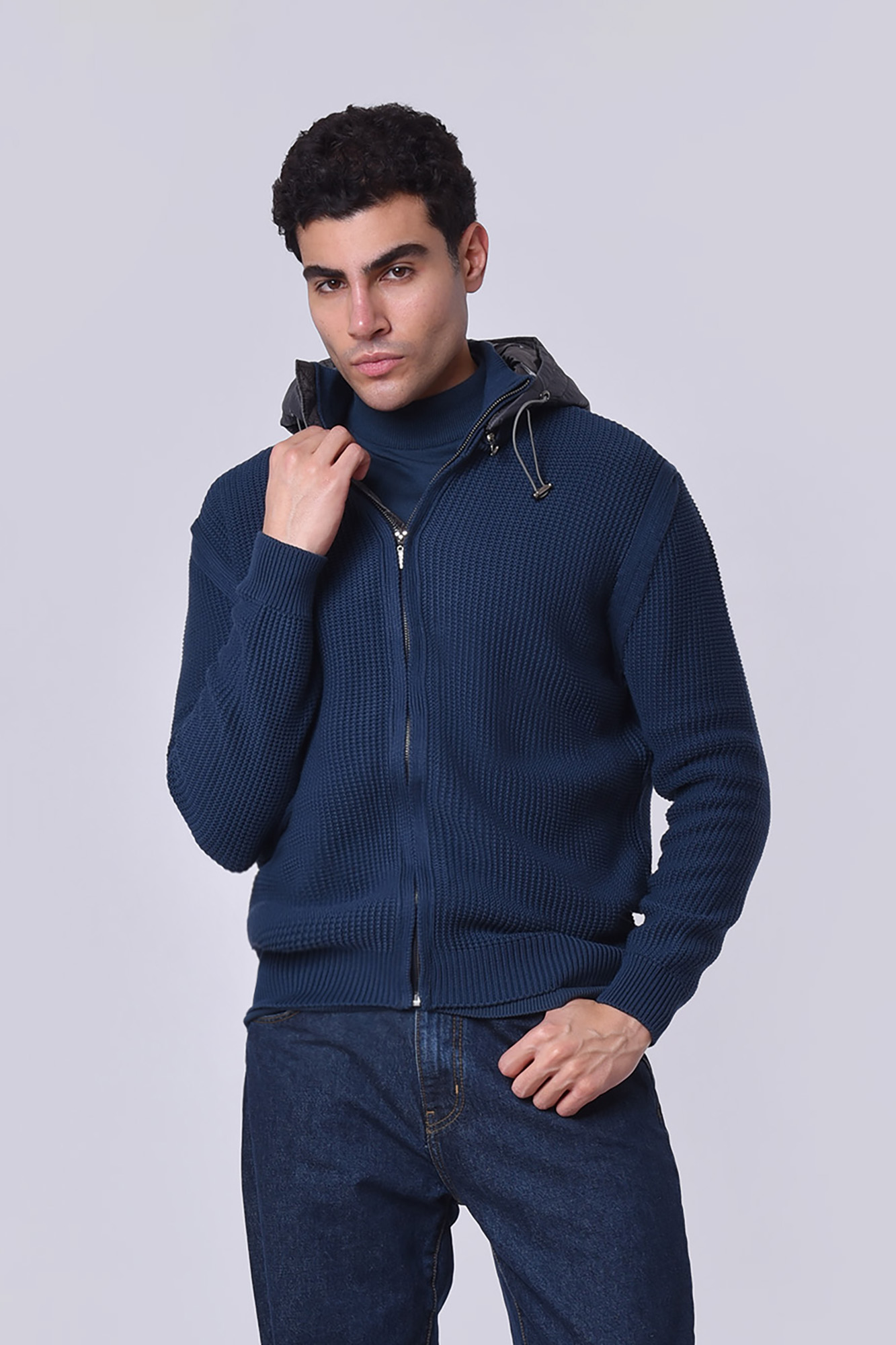 سوئیشرت بافت کلاهدار ساده مردانه