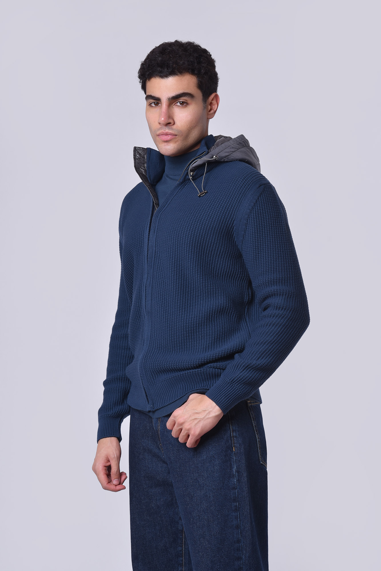 سوئیشرت بافت کلاهدار ساده مردانه