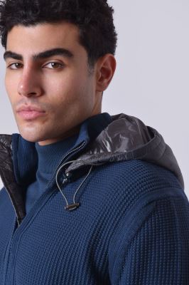 سوئیشرت بافت کلاهدار ساده مردانه