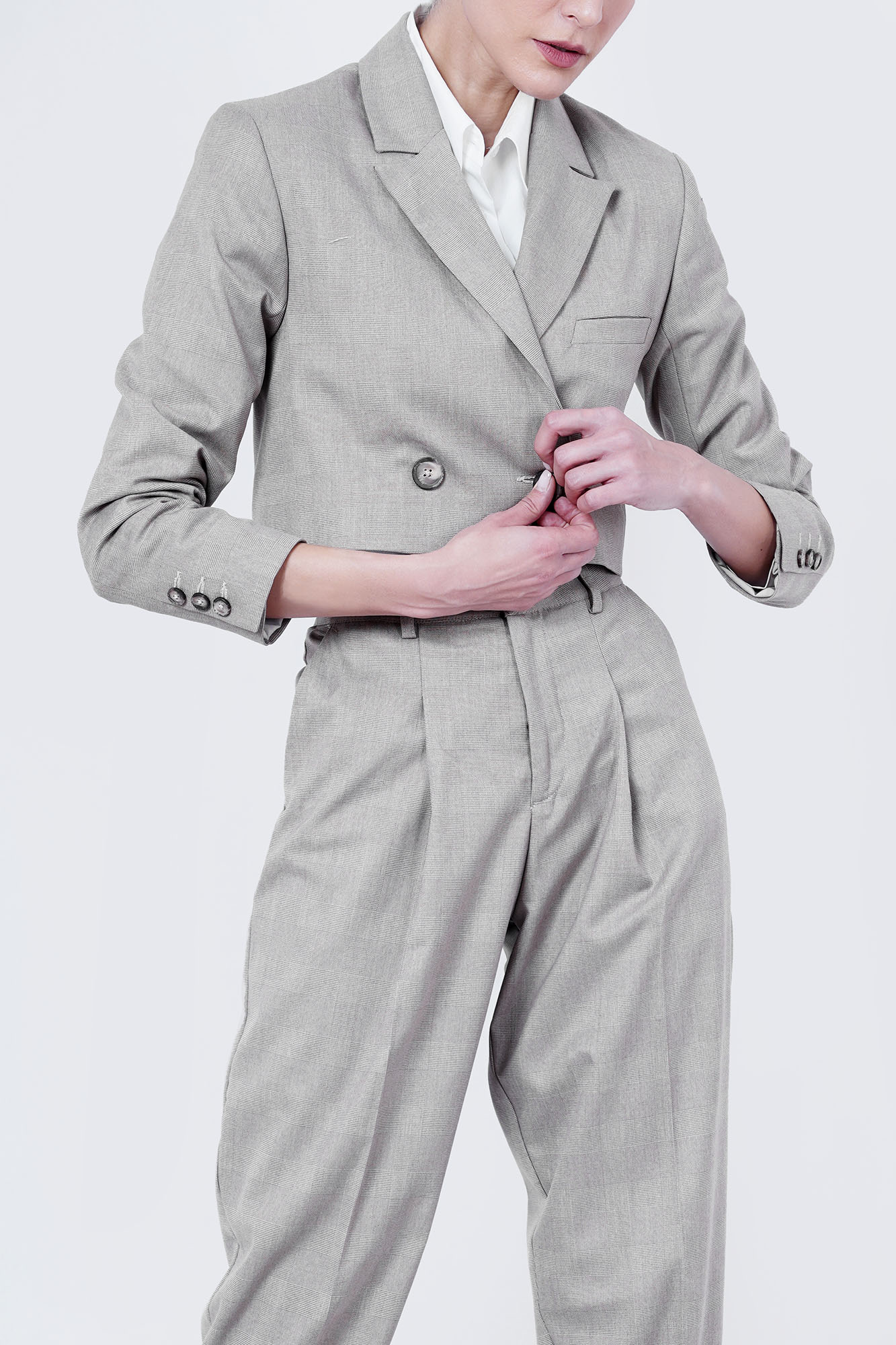 کت کراپ چهارخانه زنانه