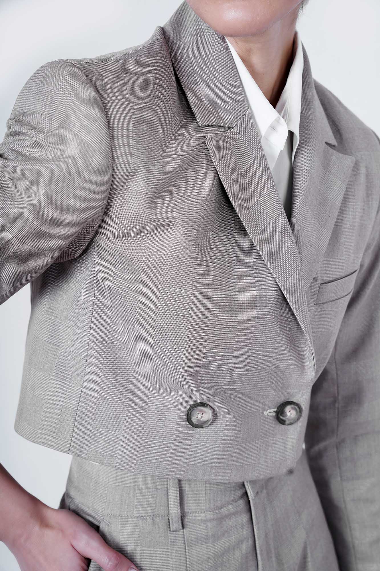 کت کراپ چهارخانه زنانه