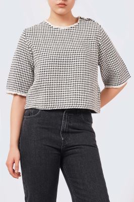 بلوز آستین کوتاه چهارخانه زنانه