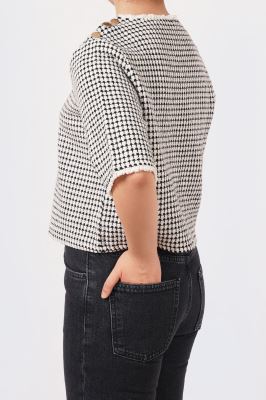 بلوز آستین کوتاه چهارخانه زنانه