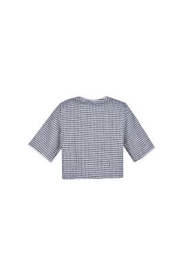 بلوز آستین کوتاه چهارخانه زنانه