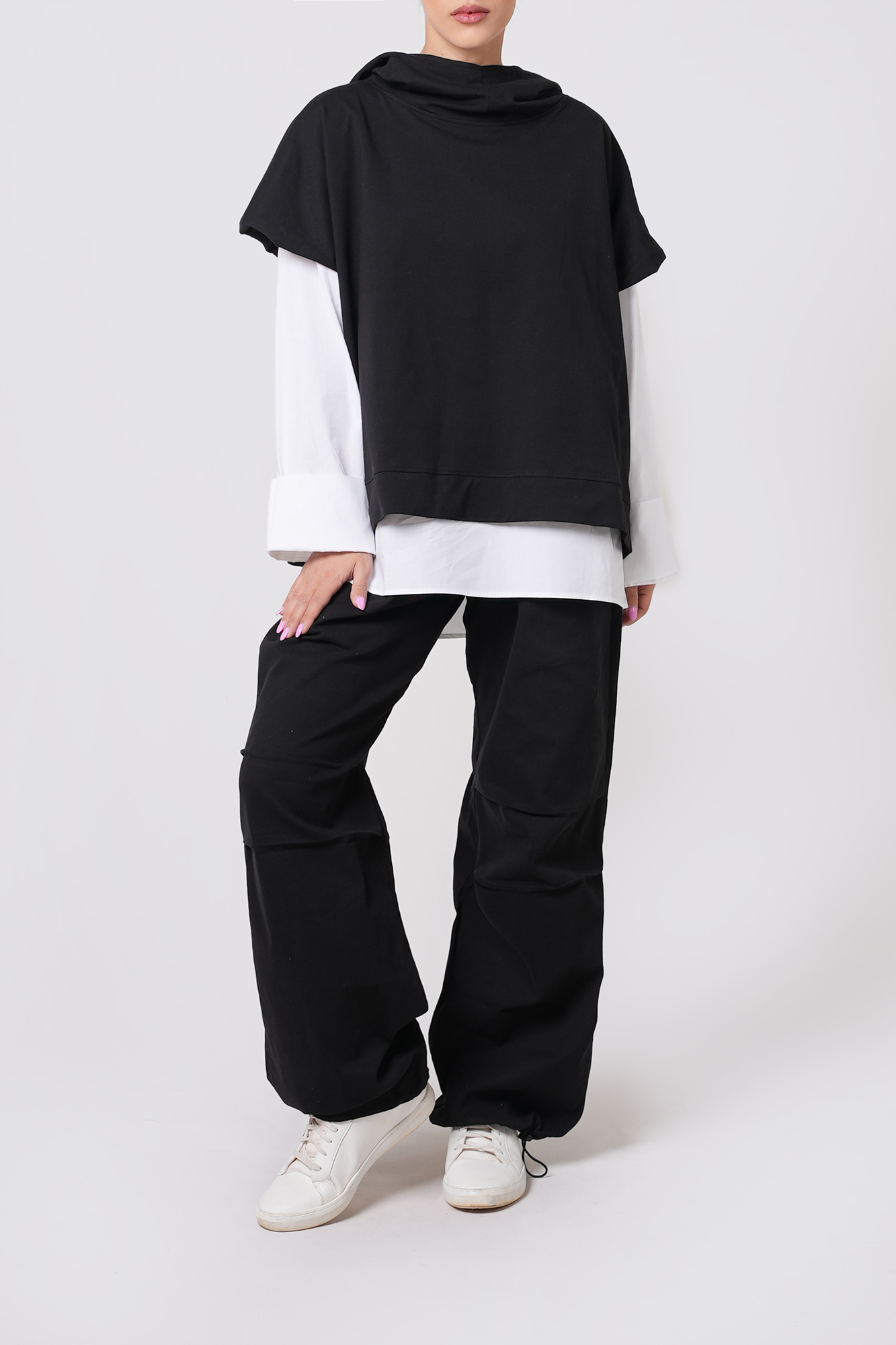 هودی دو رنگ ترکیبی ساده زنانه