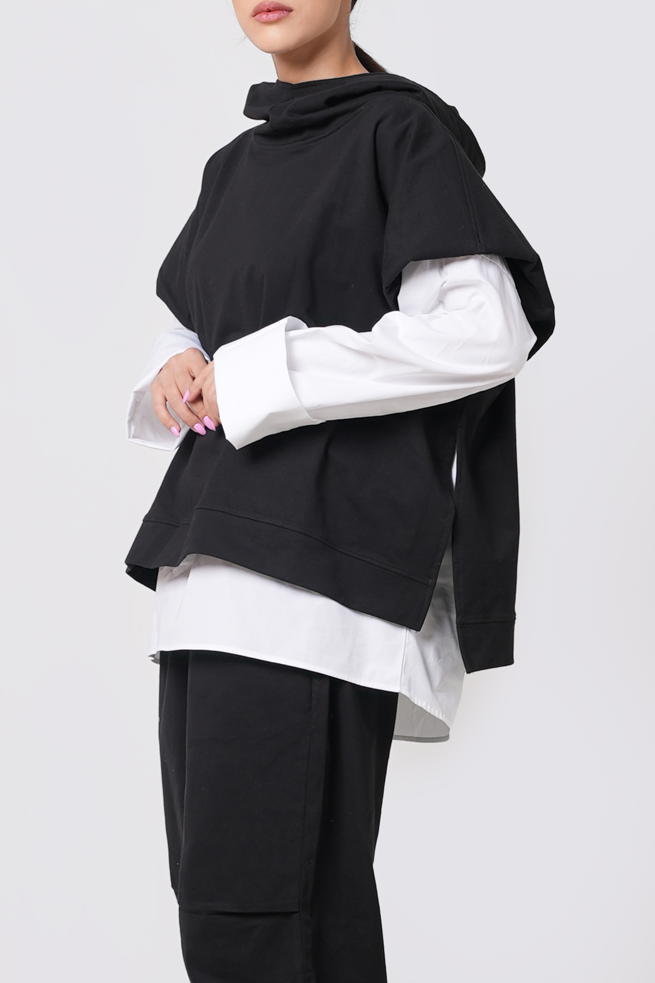 هودی دو رنگ ترکیبی ساده زنانه