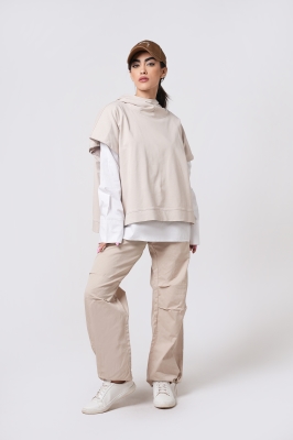 هودی دو رنگ ترکیبی ساده زنانه