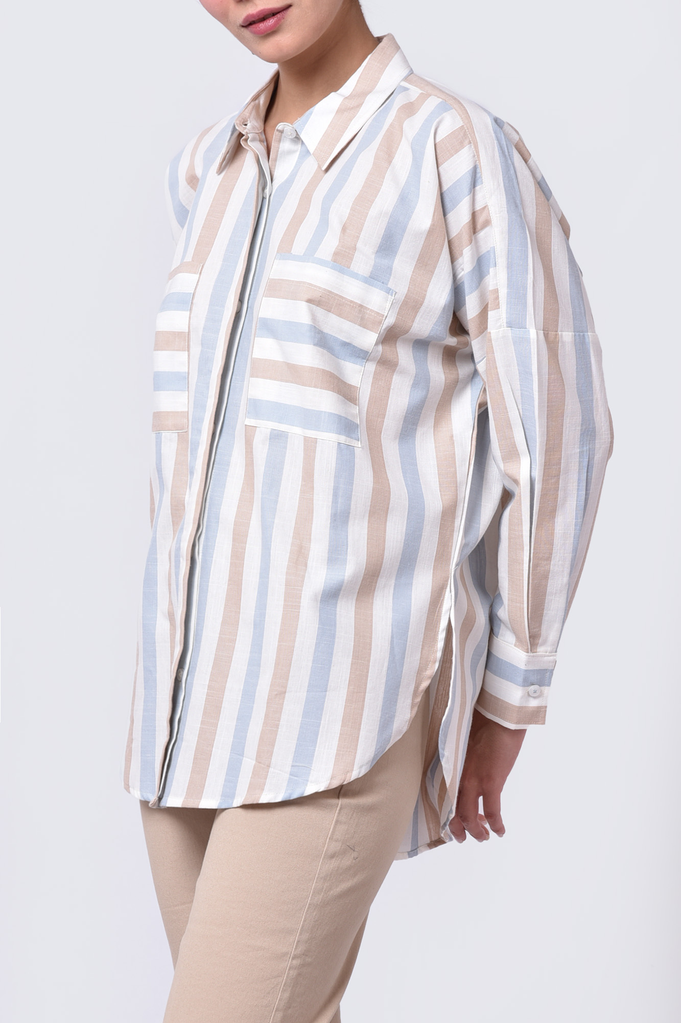 شومیز آستین بلند راه راه زنانه