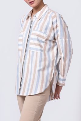 شومیز آستین بلند راه راه زنانه