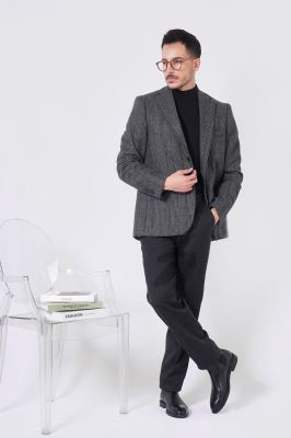 کت پشمی چهارخانه مردانه