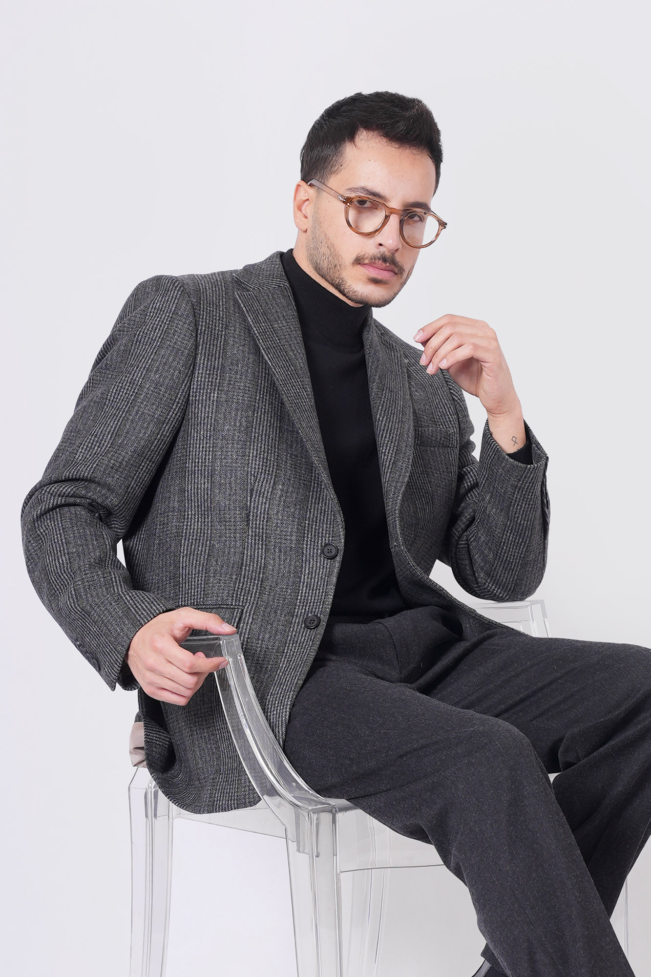 کت پشمی چهارخانه مردانه