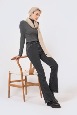 بافت یقه اسکی ساده زنانه